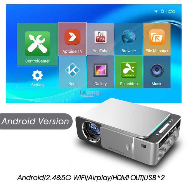 T6 Wireless Android LCD Smart Projector HD Resolution Wifi Youtube