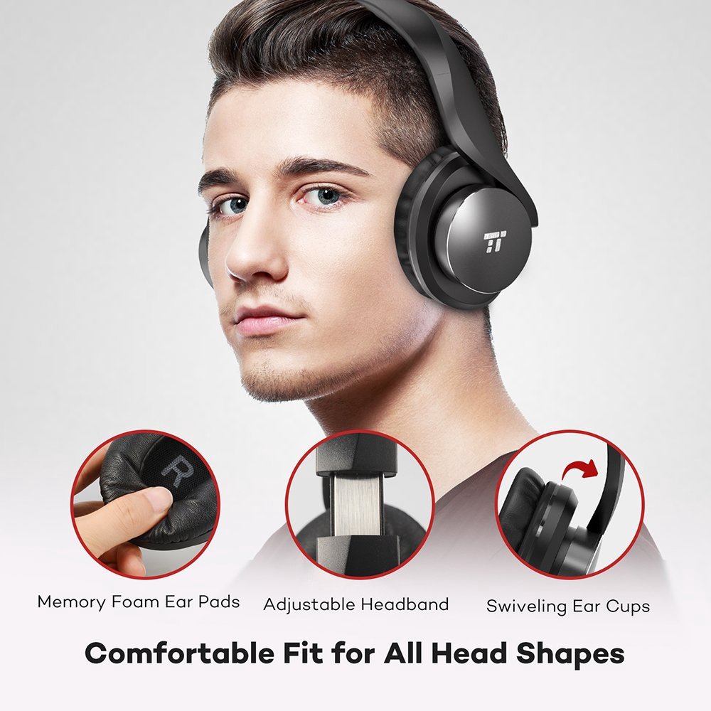 TaoTronics BH21 cVc 6.0 Noise Cancelling Headphones 25Hours Playtime On-Ear Co