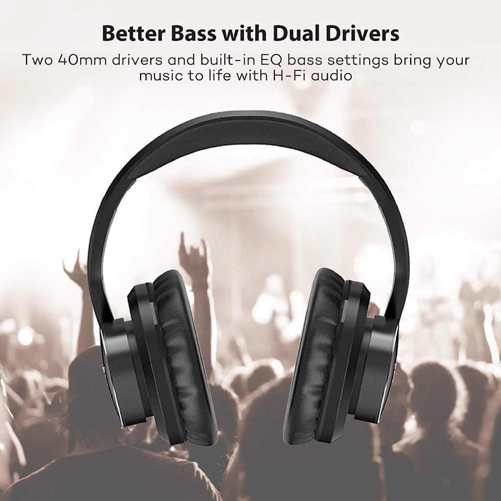 TaoTronics BH21 cVc 6.0 Noise Cancelling Headphones 25Hours Playtime On-Ear Co