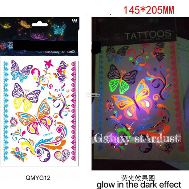 Tattoo,Glow In The Dark,Halloween Night Events,Fun Feminine Butterfly