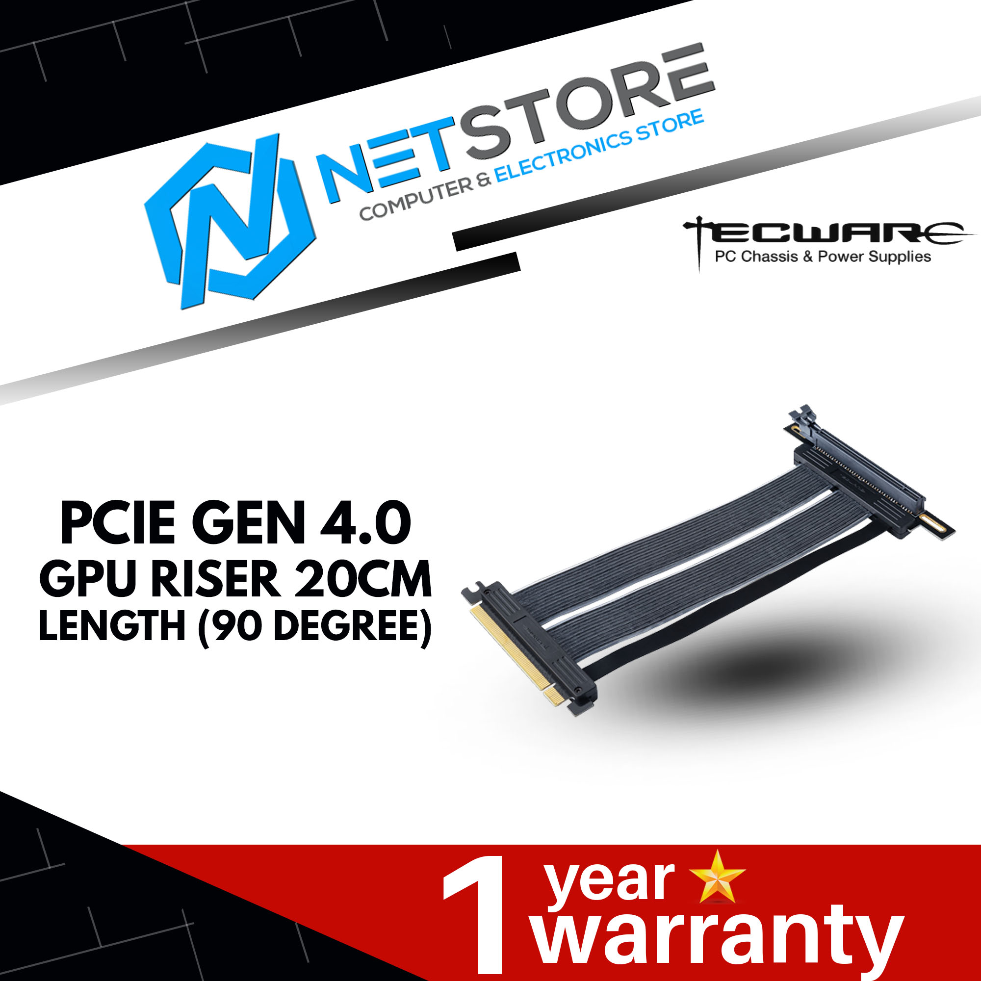 TECWARE PCIE GEN 4.0 GPU RISER 20CM LENGTH (90 DEGREE) - TWAC-PCIE4-90