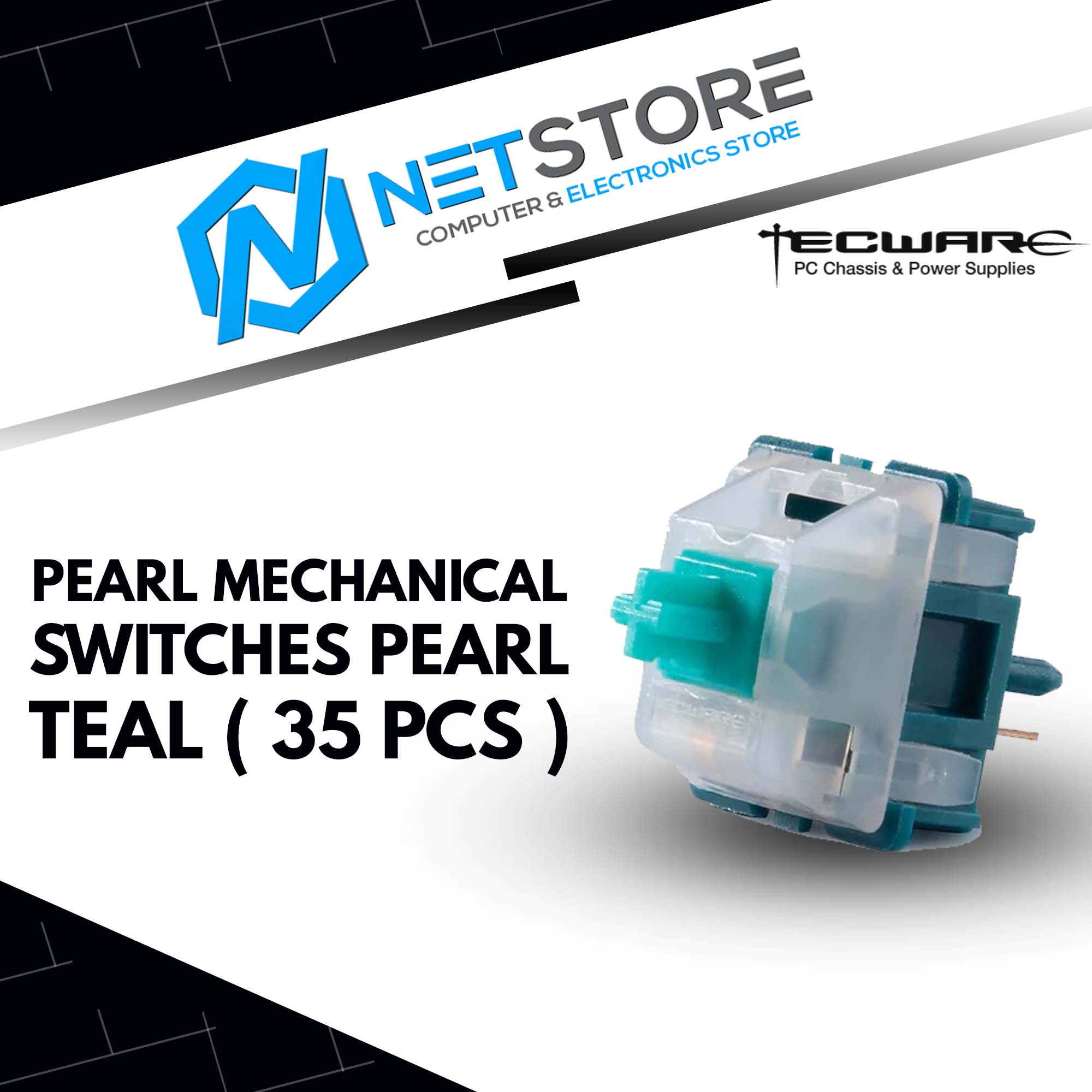TECWARE PEARL MECHANICAL SWITCHES - PEARL TEAL (35 PCS) -TWAC-PEARL-TL