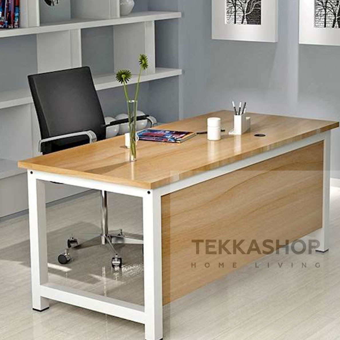 Tekka Gdot2172br Steel Wood Computer Desk Home Desktop Office Table 120cm