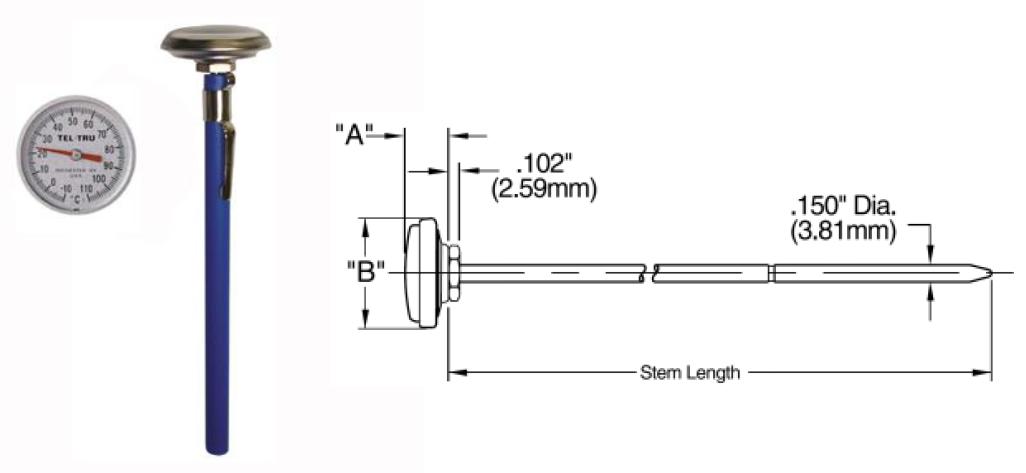 Tel-Tru Bi-Metal Thermometer ( AD44R )