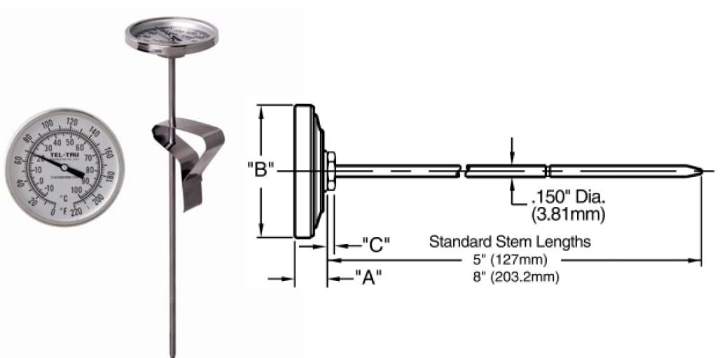 Tel-Tru Bi-Metal Thermometer ( LT225R )