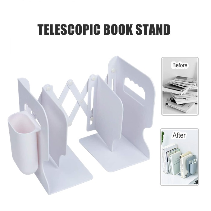 Telescopic Book Stand with Pen Holder Desktop by Adjustable Shelf Desk Book Ho