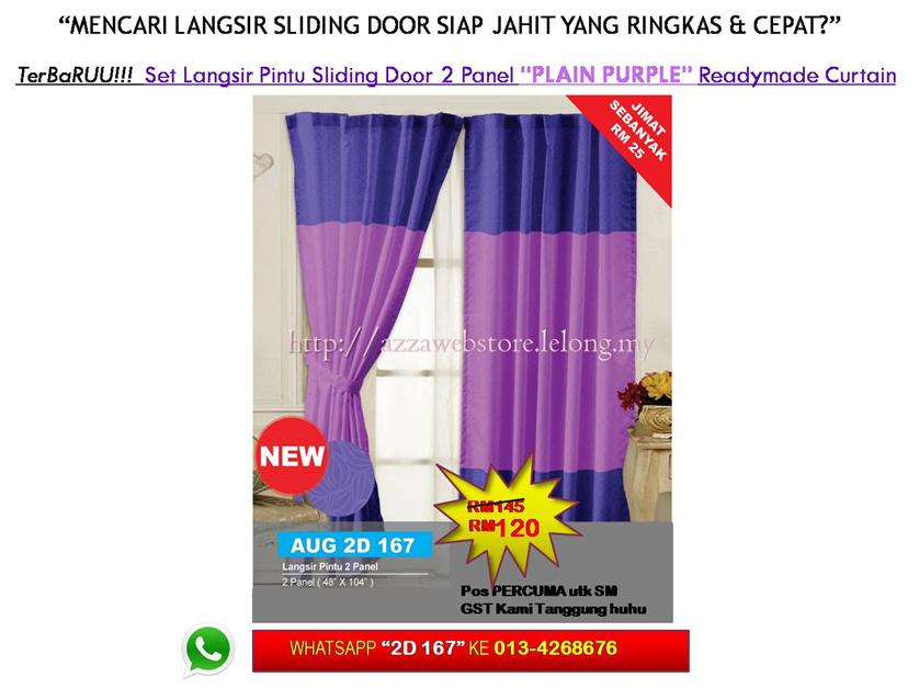 Terbaru Langsir Pintu Sliding Doo End 5 22 2016 10 15 Pm Terbaru Langsir Pintu Sliding Door 2 Panel Plain Purple Curtain