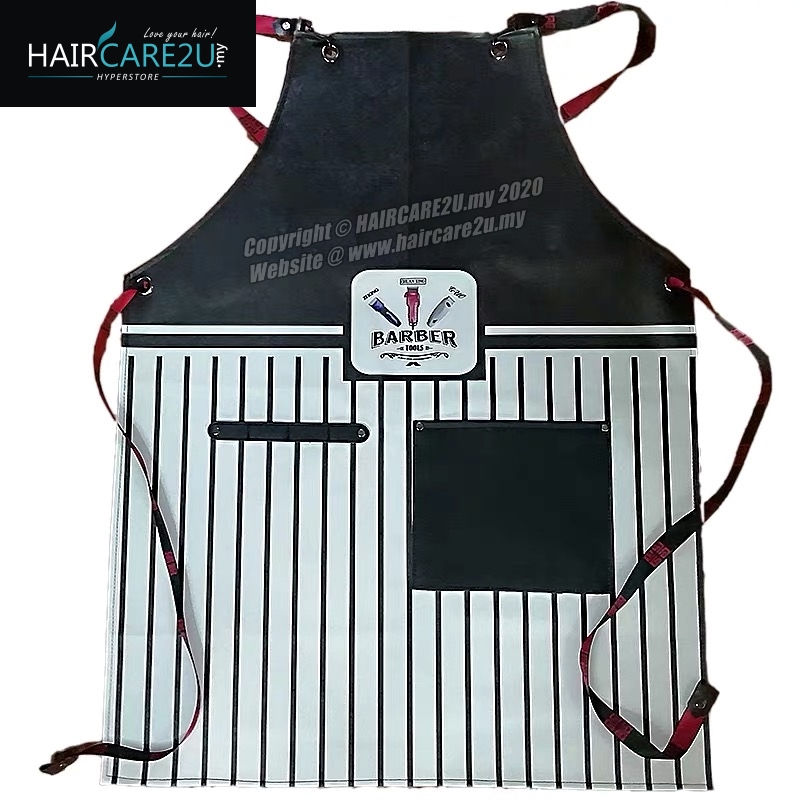 The Barber Head Black &amp; White Stripes Leather Apron Styling Cloth