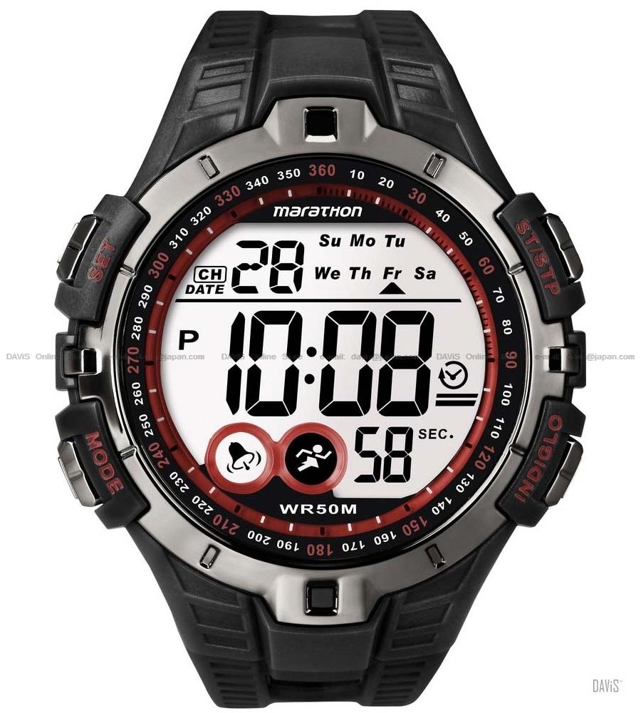 TIMEX T5K423 (M) Marathon Digital Watch resin strap black red