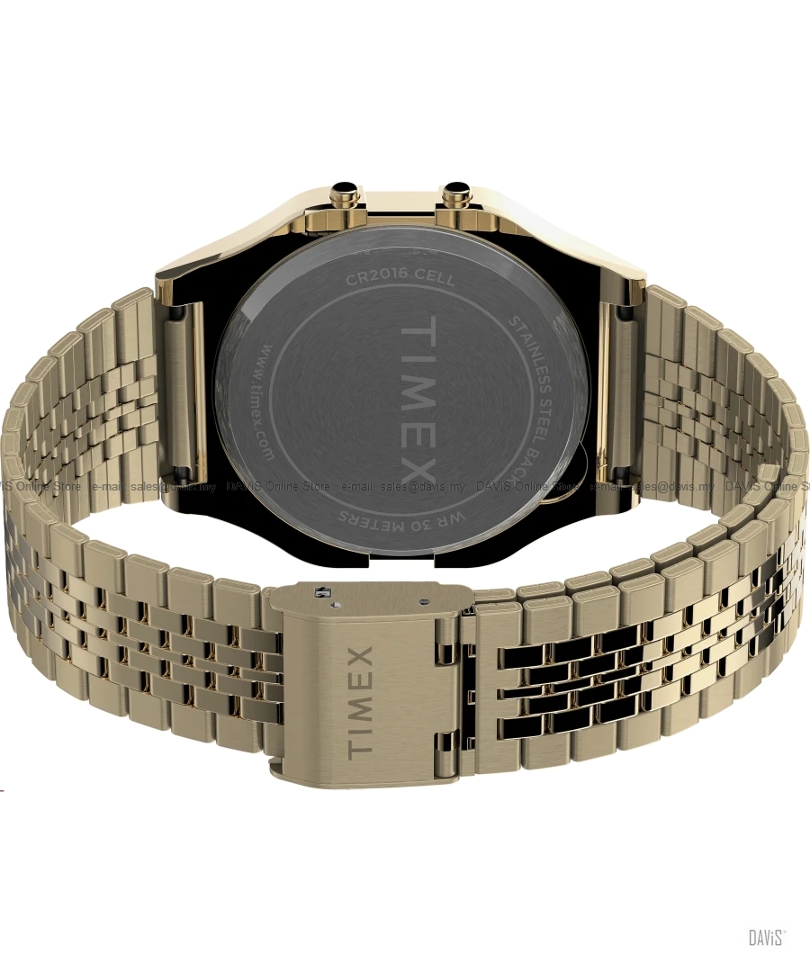 TIMEX T80 TW2V18900 34mm Chronograph Alarm Retro SS Bracelet Gold