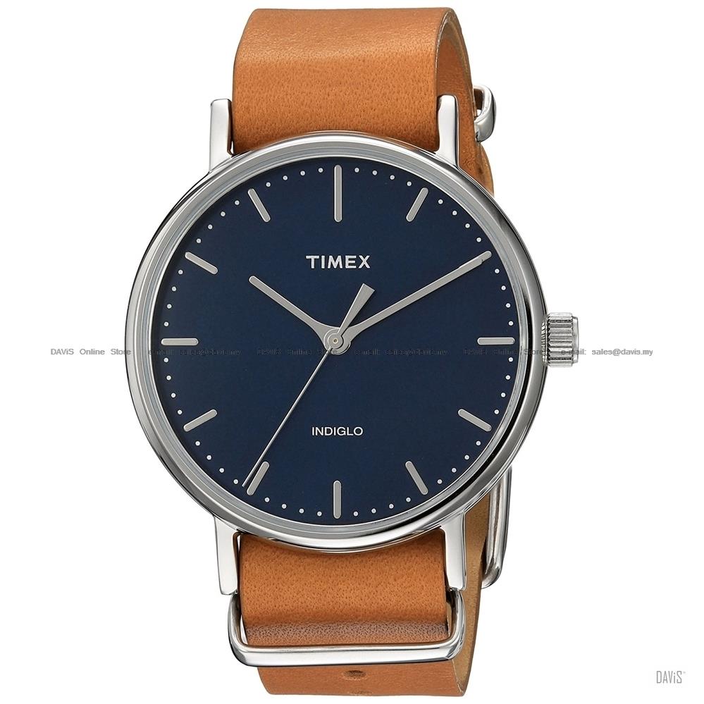 TIMEX TW2P98300 Weekender Fairfield Slip-Thru 37mm leather blue tan