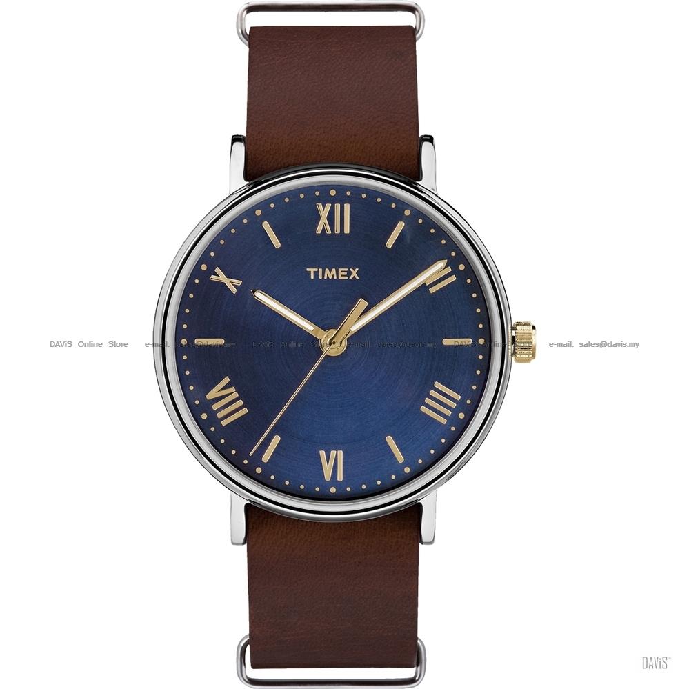 TIMEX TW2R28700 (M) Southview slip-thru leather strap blue brown