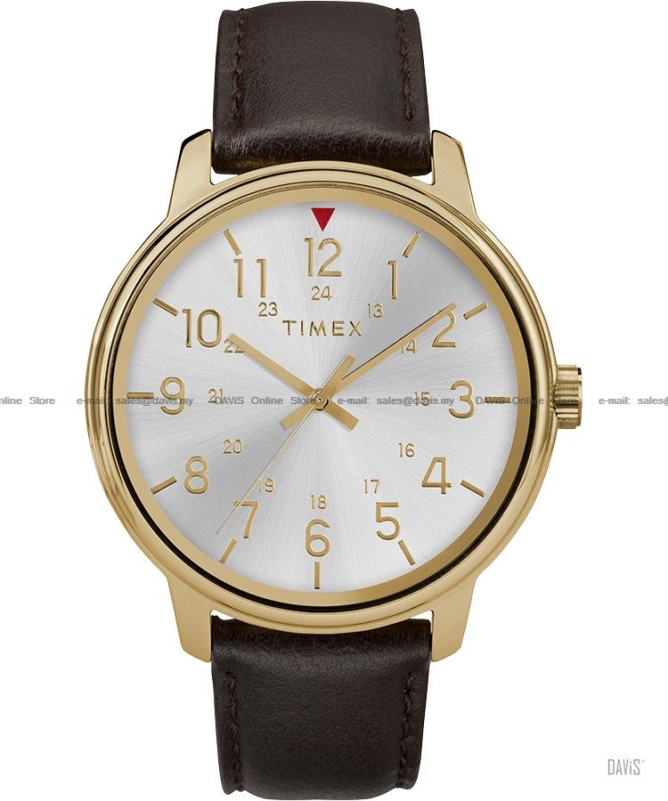 TIMEX TW2R85600 (M) Classic 24-hr leather strap silver brown