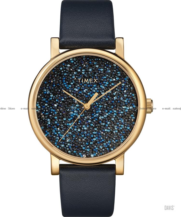 TIMEX TW2R98100 (W) Crystal Opulence Swarovski Crystals leather blue