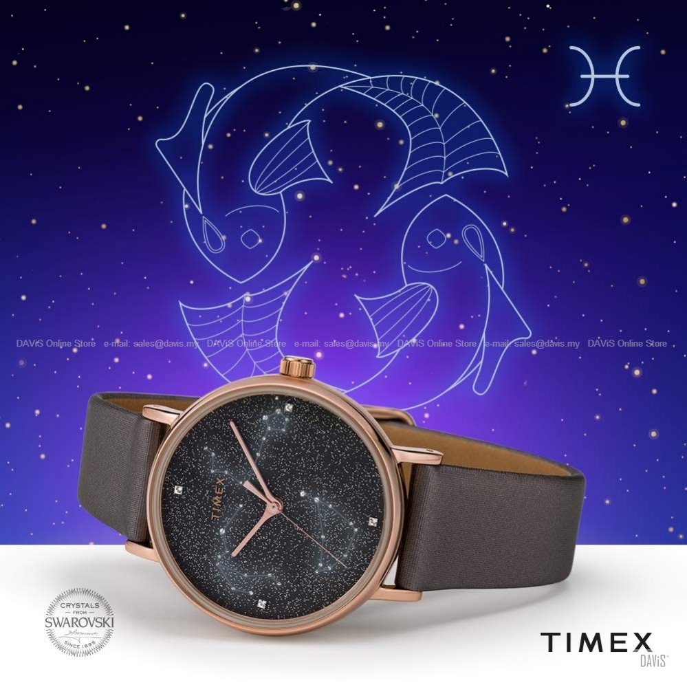 TIMEX TW2T87700 Celestial Opulence 37mm Swarovski Leather Strap Brown