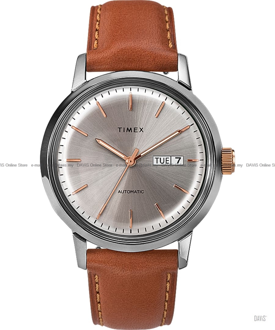 TIMEX TW2U11800 (M) Marlin Automatic Day-Date 40mm Leather Cream Brown
