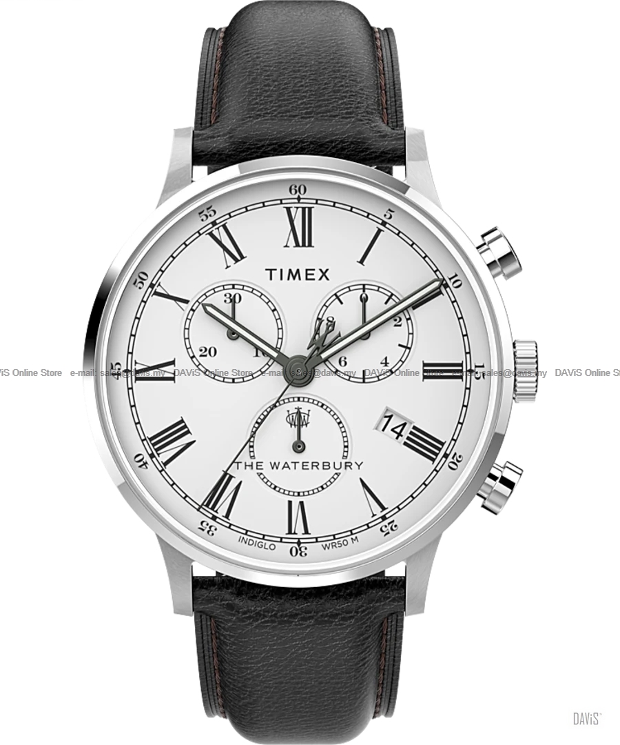 TIMEX TW2U88100 Waterbury Classic Chronograph 40mm Leather White Black
