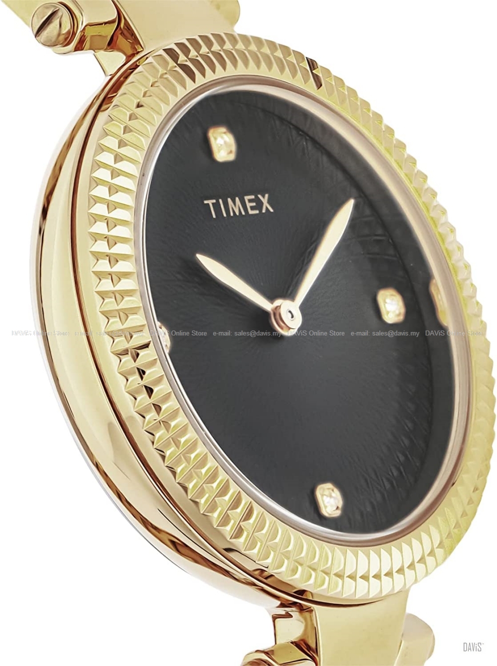 TIMEX TW2V24100 (W) Adorn 32mm 2-hands Analog SS Bracelet Black Gold