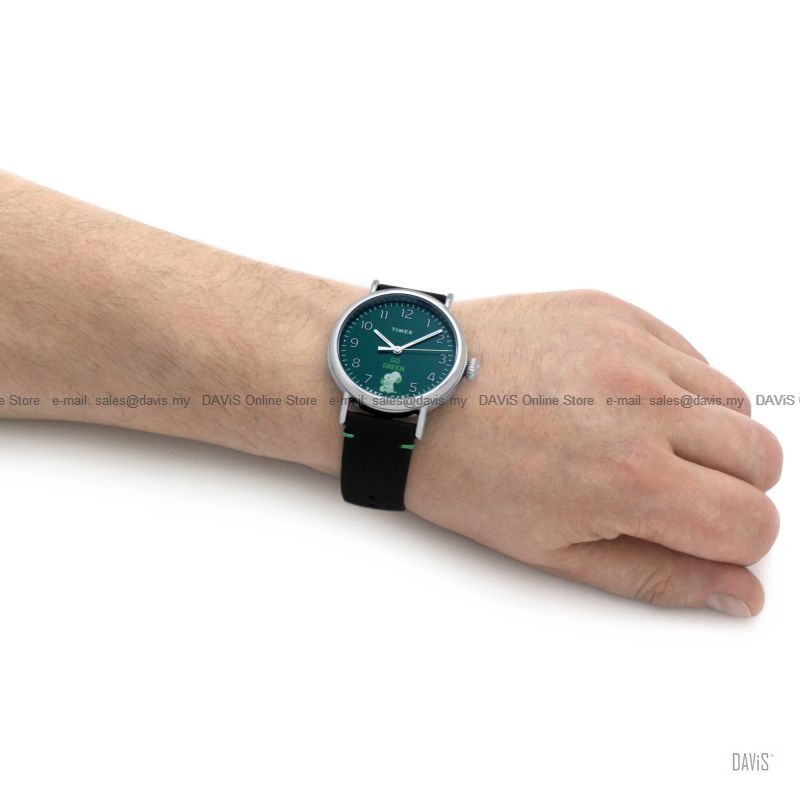 TIMEX TW2V32700 (M) Standard Peanuts Take Care 40mm Leather Green LE