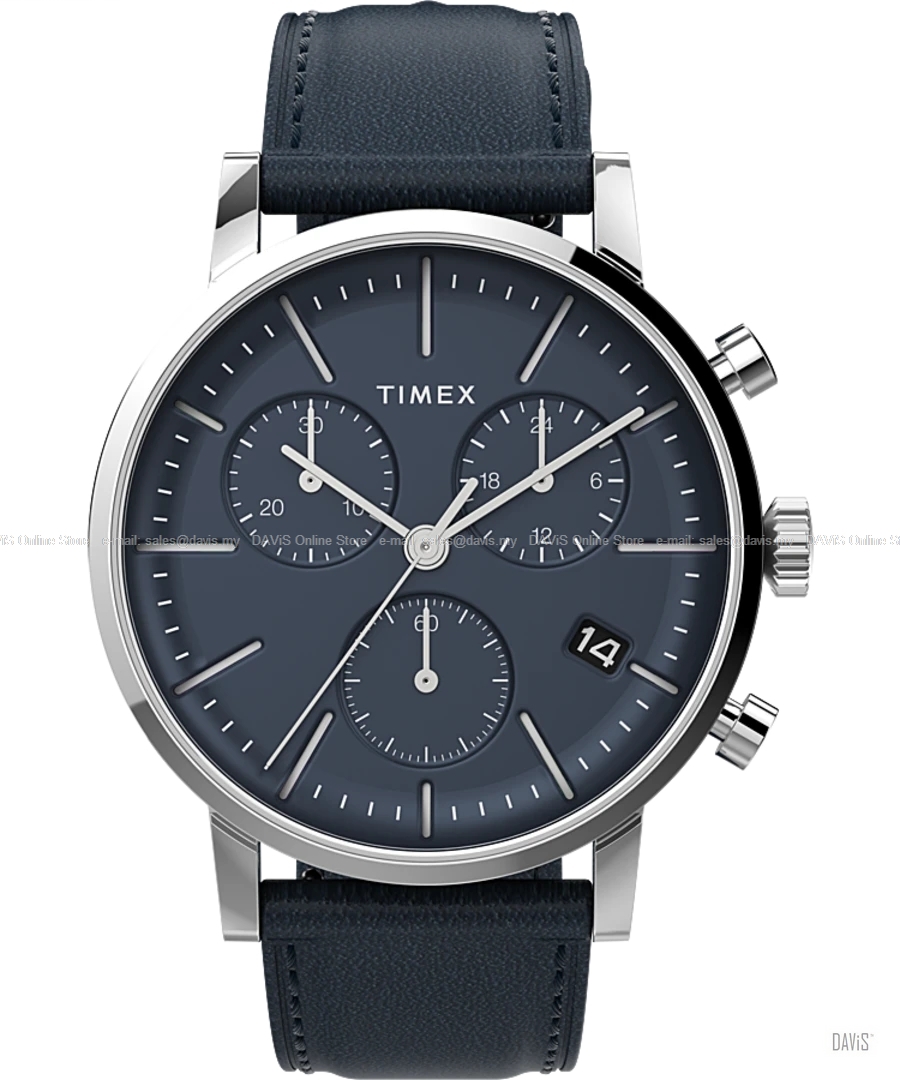 TIMEX TW2V36800 (M) Midtown Chronograph 40mm Leather Strap Blue