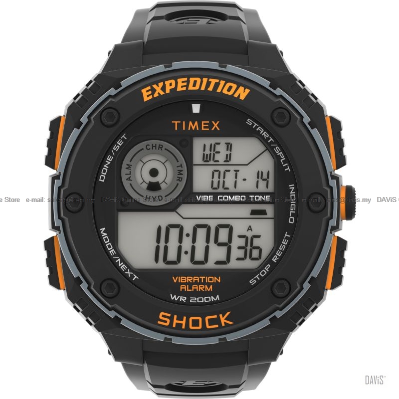 TIMEX TW4B24200 (M) Expedition Vibe Shock 50mm Digital Resin Black