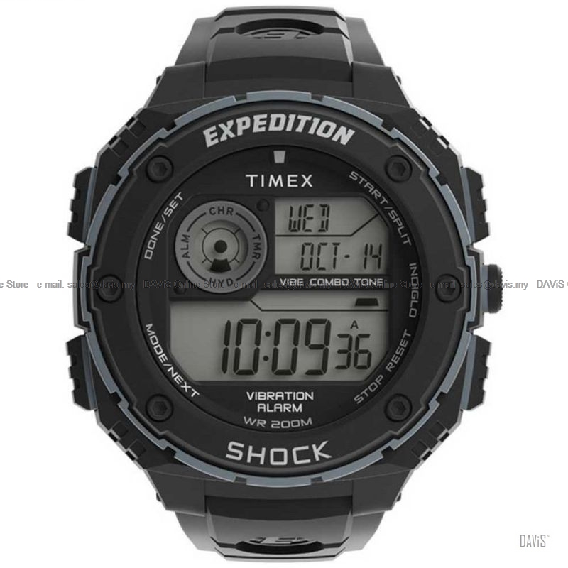 TIMEX TW4B24300 (M) Expedition Vibe Shock 50mm Digital Resin Black