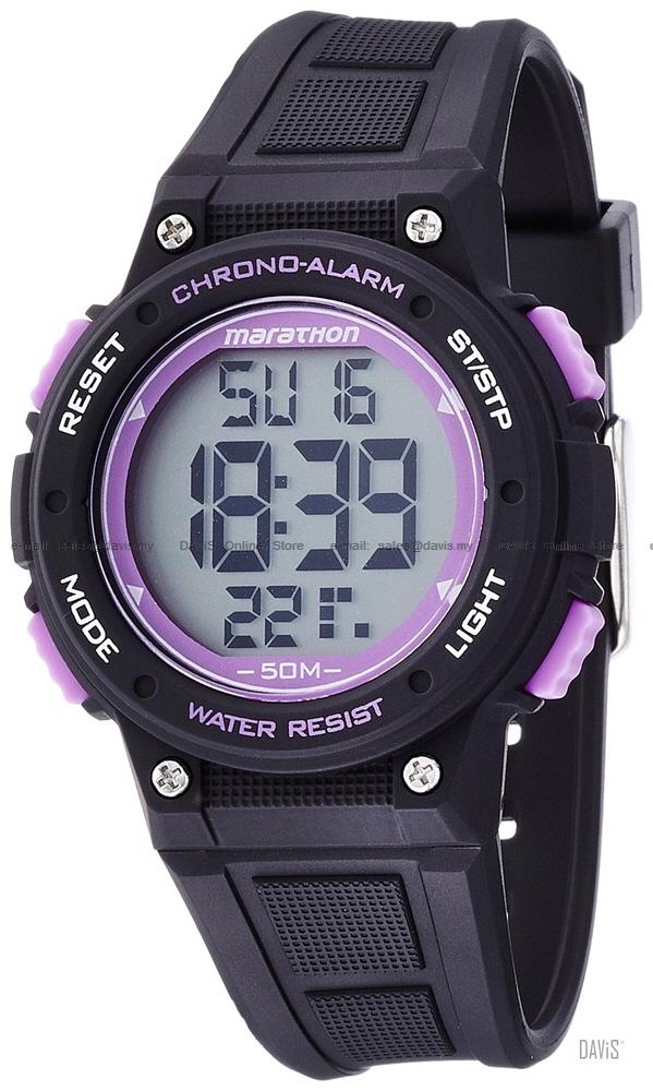 TIMEX TW5K84700 (W) Marathon Digital Watch resin strap black purple