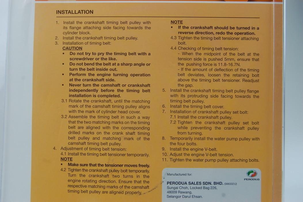 Timing Belt Kit - Perodua Kancil 6 (end 10/27/2018 11:22 AM)