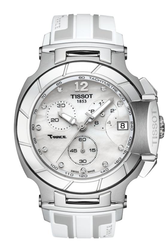 TISSOT T048.417.17.116.00 T-RACE Chronograph white MOP arabic diamonds