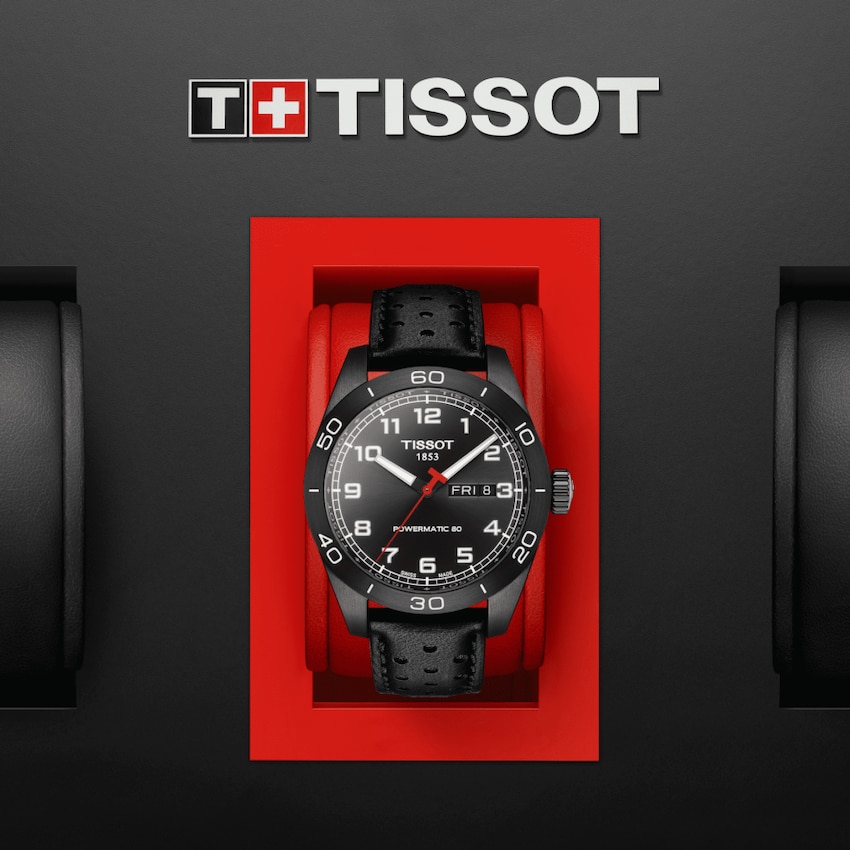 TISSOT T131.430.36.052.00 PRS 516 POWERMATIC 80 Black Index Leather