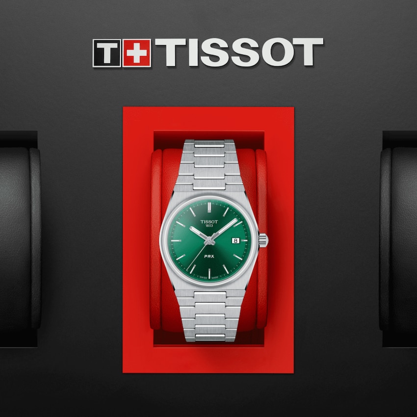 TISSOT T137.210.11.081.00 PRX 35MM Unisex Quartz Green Index Bracelet