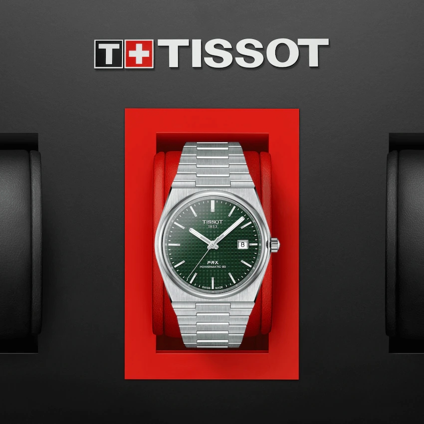 TISSOT T137.407.11.091.00 PRX POWERMATIC 80 Green Index Bracelet