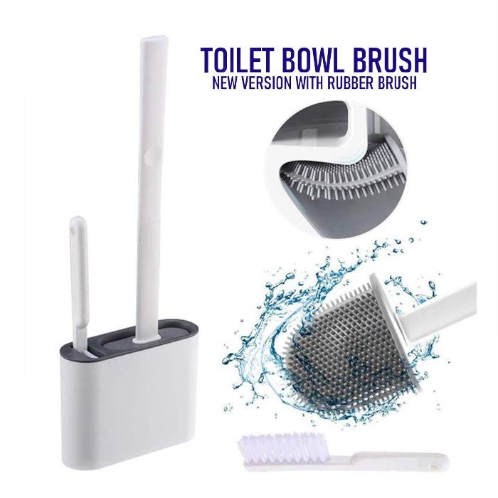 Toilet Brush with Holder and Plunger Set Wall-Mounted Flexible Silicone Bathro