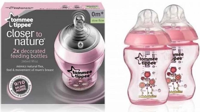 Tommee Tippee Closer To Nature Tinted 260ml Twin Pack 2 Bottles