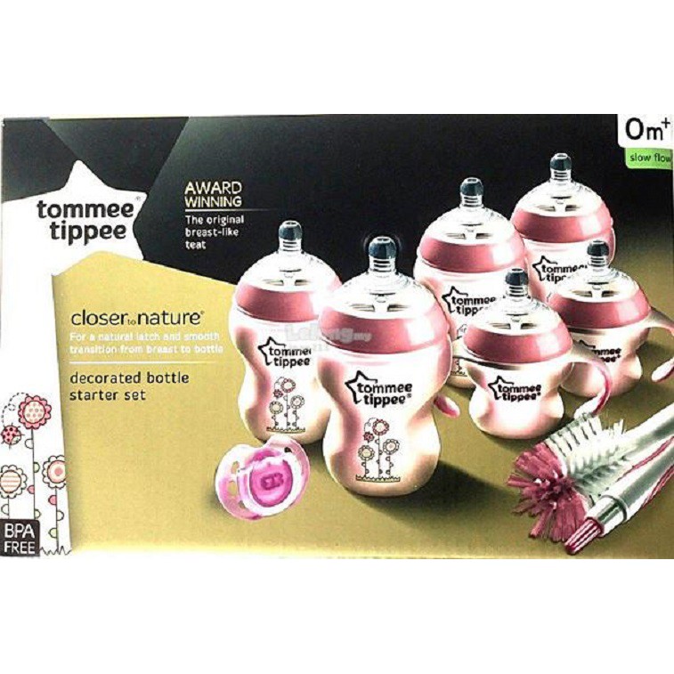 Tommee Tippee CTN Decorated Bottles Newborn Starter Kit Pink