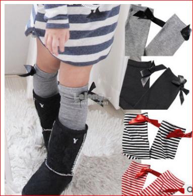 Toodler Kids Girl Fashion Cotton Sock-Knee High-Strips Soft Stretchy