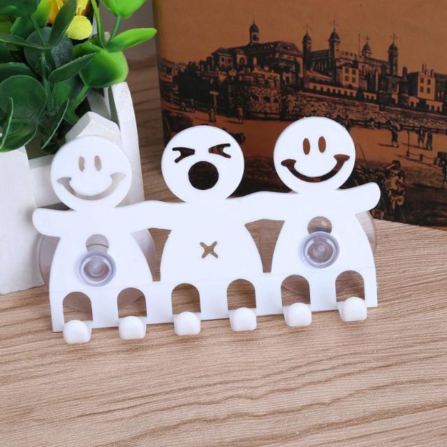 Toothbrush Suction Holder Wall Mounted Suction Cup 5 Position Cute Cartoon Smi