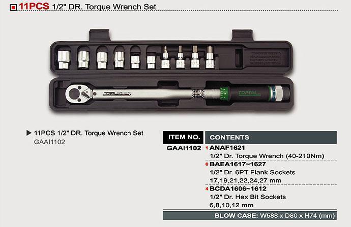 TOPTUL GAAI1102 11PCS 1/2' DR. Torque Wrench Set