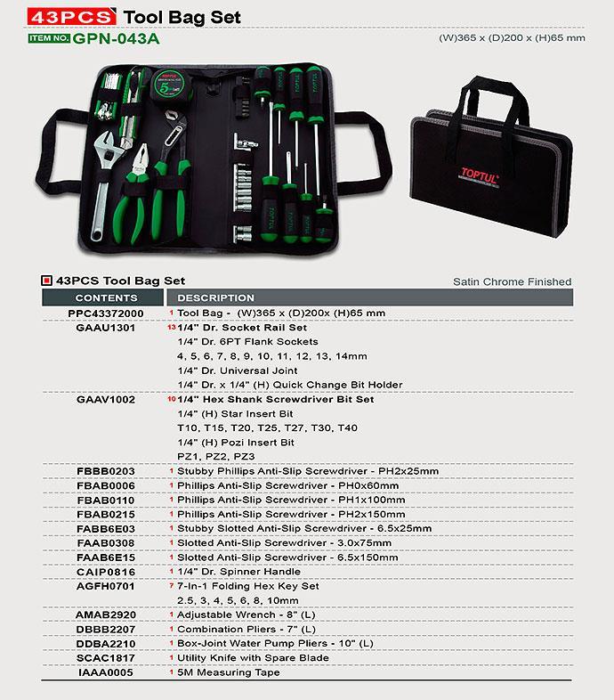 TOPTUL GPN-043A Professional 43pcs Tool Bag Set