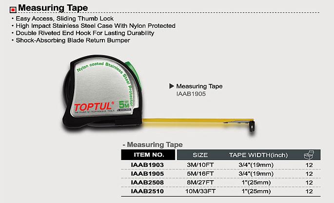 TOPTUL IAAB2508 8M/27FT Measuring Tape