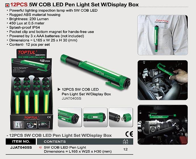 Toptul JJAT0405 5W COB LED Magnetic Pen Light Set