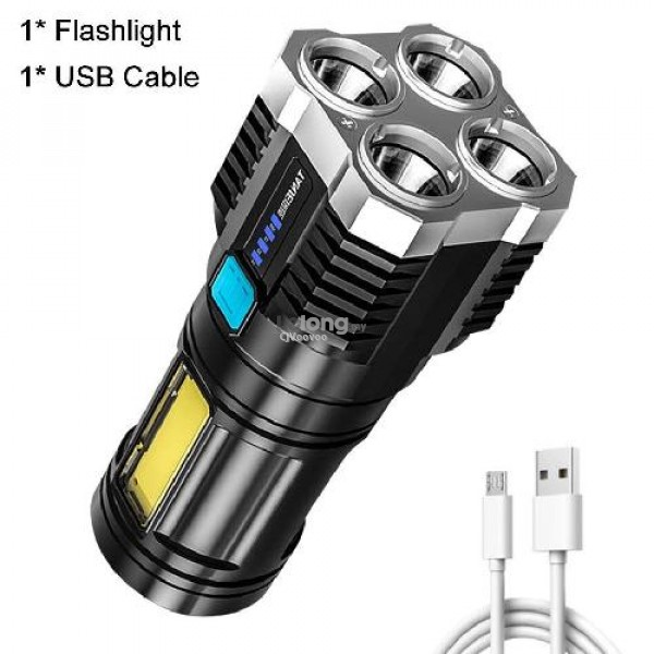 Torch Flashlight USB Super Power L-S03 4 Mode + Cob Work Waterproof