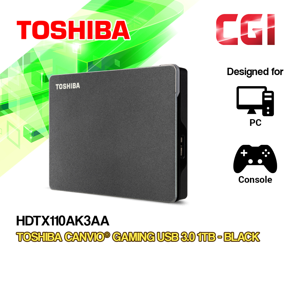 Toshiba 1TB Canvio Gaming USB 3.0 Portable Drive-Black (HDTX110AK3AA)