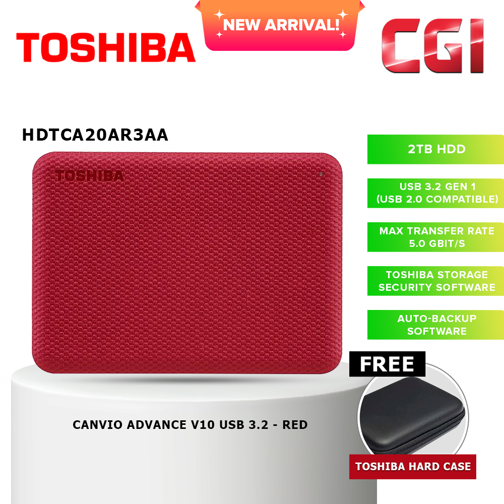 Toshiba 2TB Canvio Advance V10 USB 3.0 Portable Hard Drive - Red