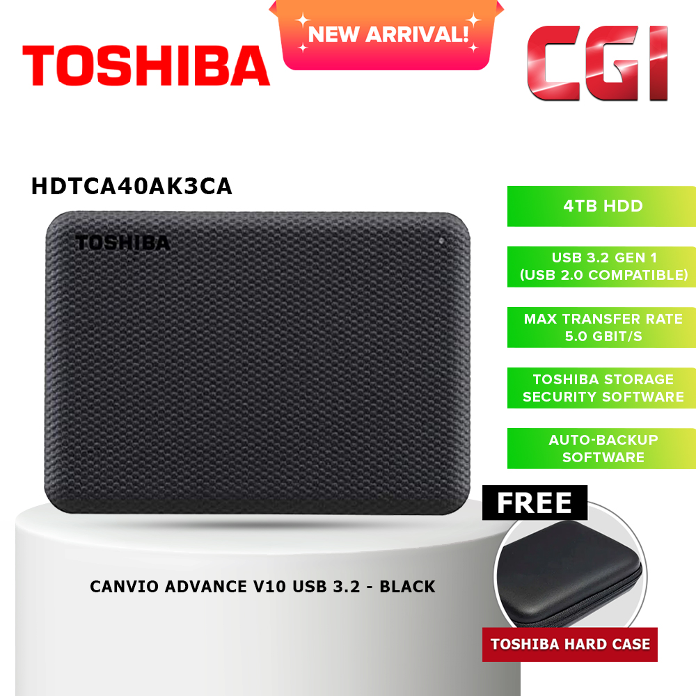 Toshiba 4TB Canvio Advance V10 USB 3.0 Portable Hard Drive -Black
