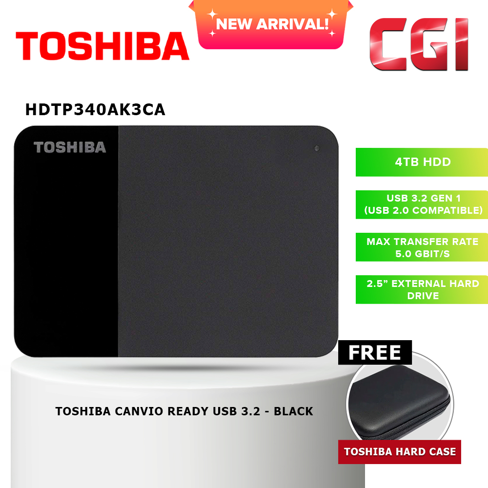 Toshiba 4TB Canvio Ready USB 3.2 Portable Hard Drive - Black