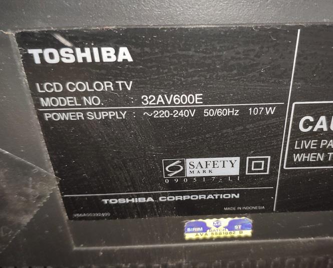 TOSHIBA LCD TV 32AV600E POWER BOARD / POWER SUPPLY BOARD