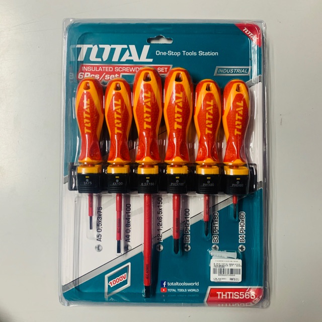 TOTAL HEAVY DUTY INSULATED SCREWDRIVER SET - 6PCS STANLEY / KING TOYO / E-MARK
