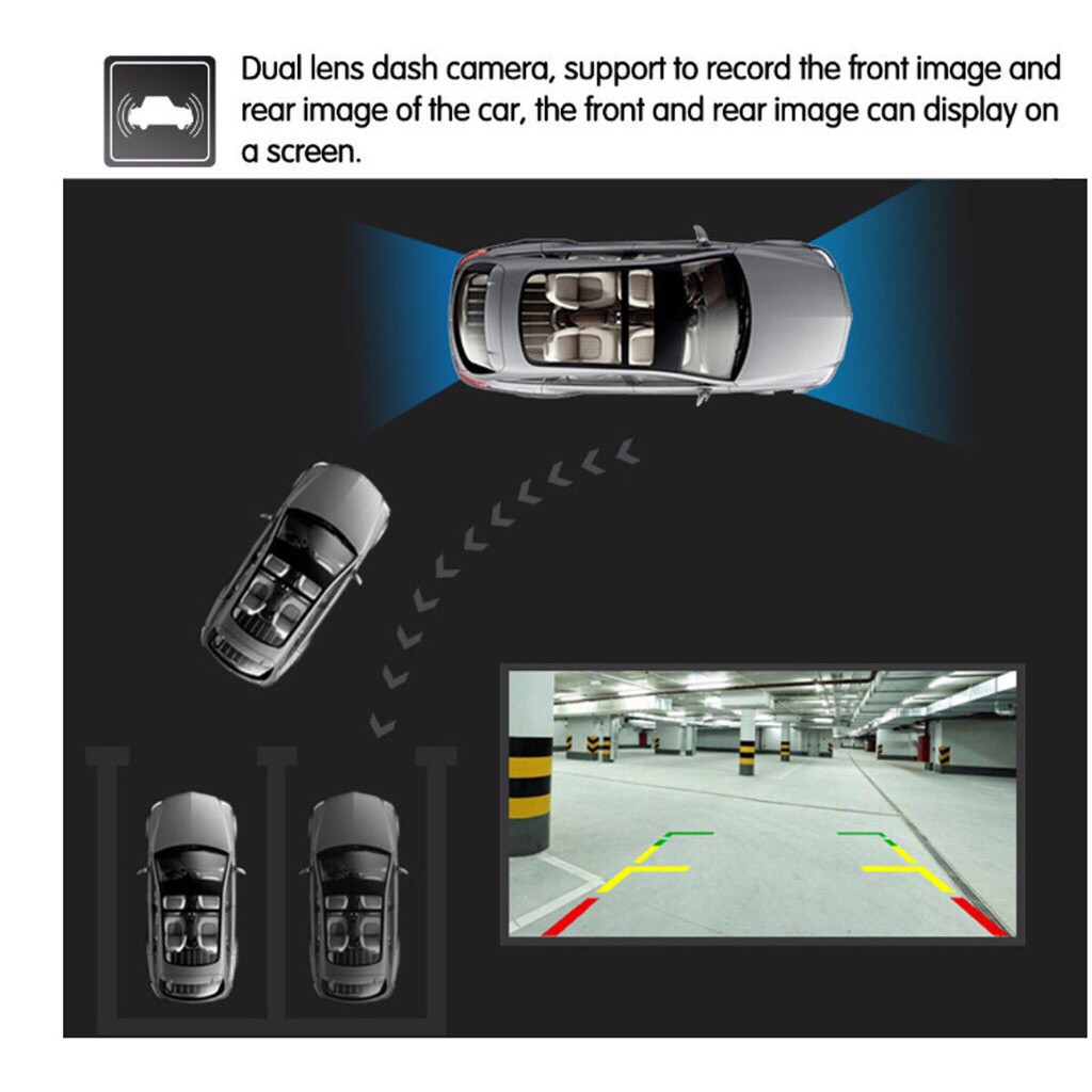 Touch Screen Dual lens 4''' Dashcam WDR Full HD 1920 X 1080P Car Dash Recorder