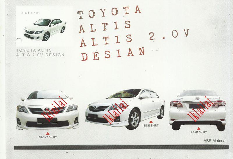 Toyota Altis '10-'12 OEM Style Body Kit ABS Skirting + LED Spoiler